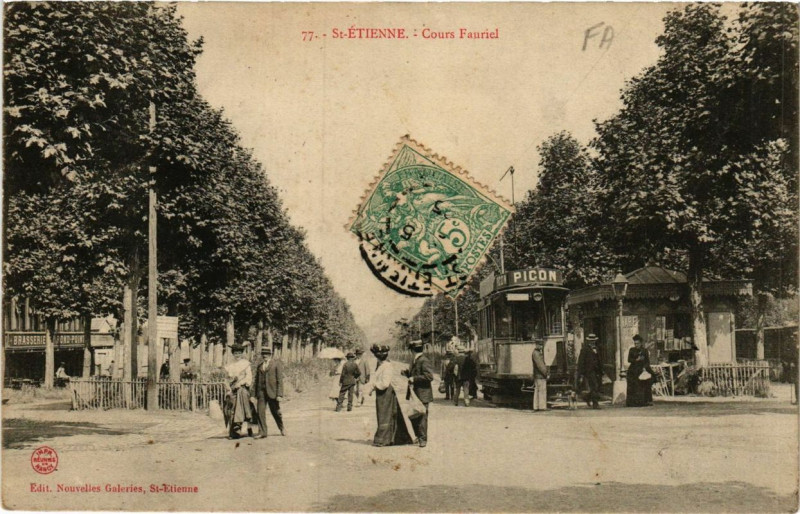 Carte postale ancienne Saint-Etienne Cours Fauriel