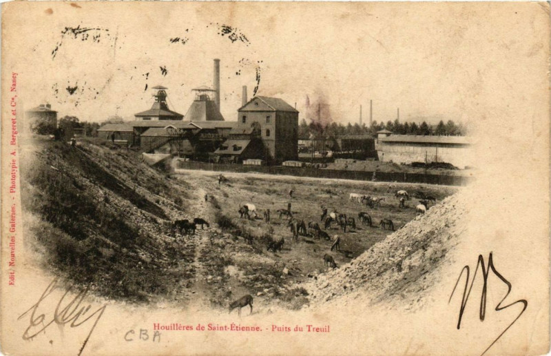 Carte postale ancienne Houilleres de Saint-Etienne Puits du Treuil