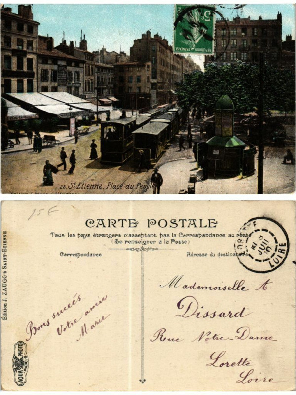 Carte postale ancienne Saint-Etienne Place du Peuple