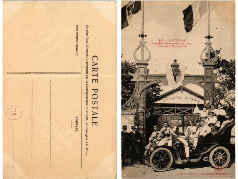 Carte postale ancienne Saint-Etienne Exposition internationale 1904 - Tarentelle Napolitaine