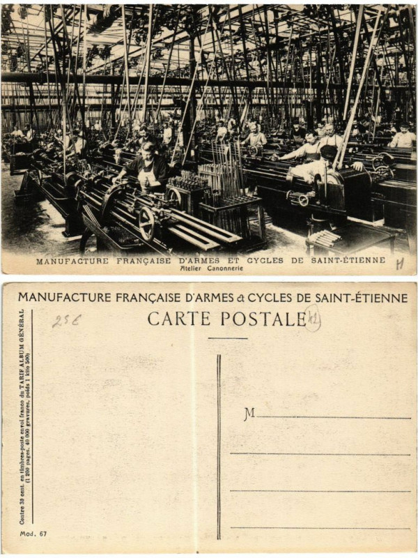 Carte postale ancienne Manufacture d'Armes et Cycles Saint-Etienne Atelier Canonnerie