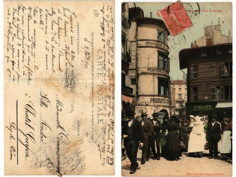 Carte postale ancienne Saint-Etienne Un coin de la Place du Peuple