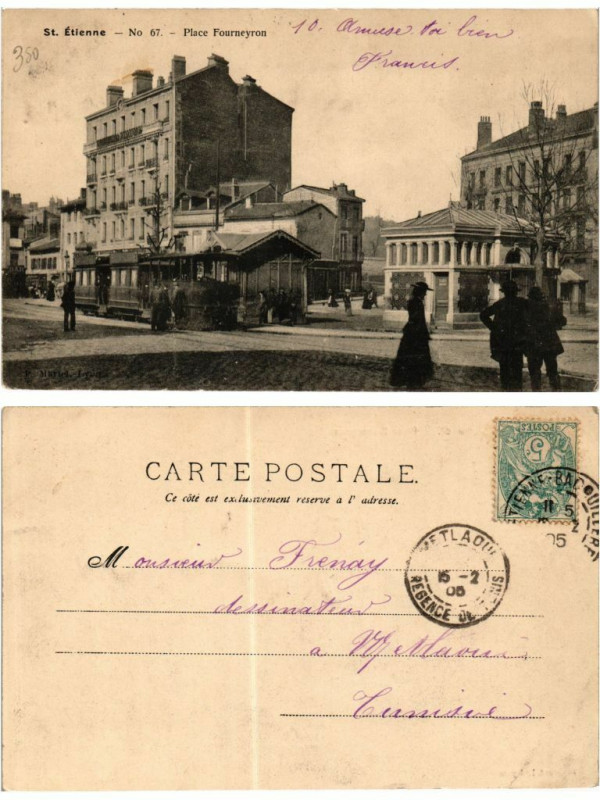 Carte postale ancienne Saint-Etienne Place Fourneyron