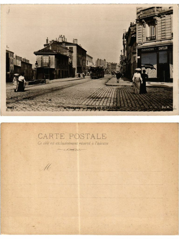 Carte postale ancienne Saint-Etienne Route de Saint-Chamond à Saint-Chamond