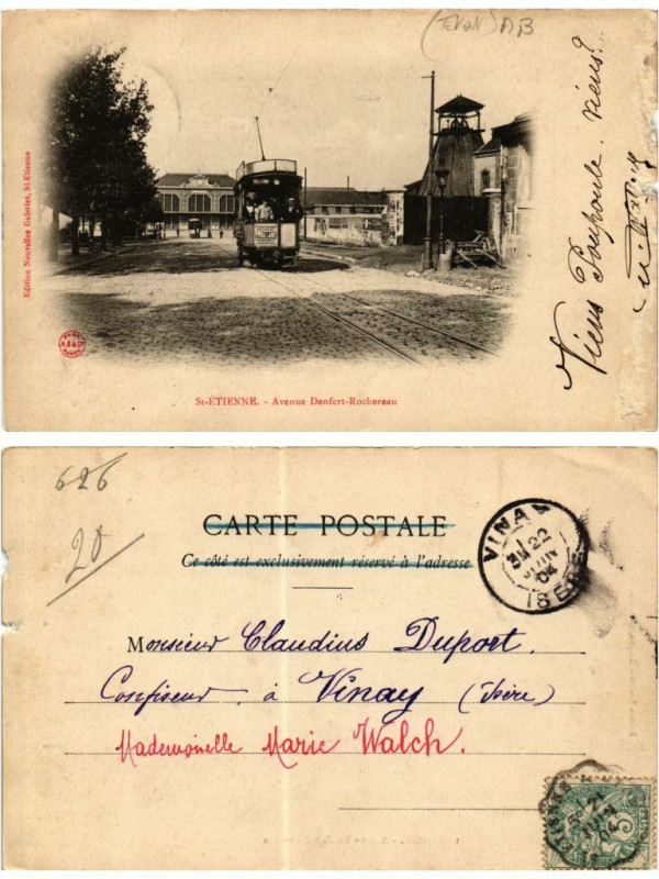 Carte postale ancienne Saint-Etienne Avenue Denfert-Rochereau à Roche
