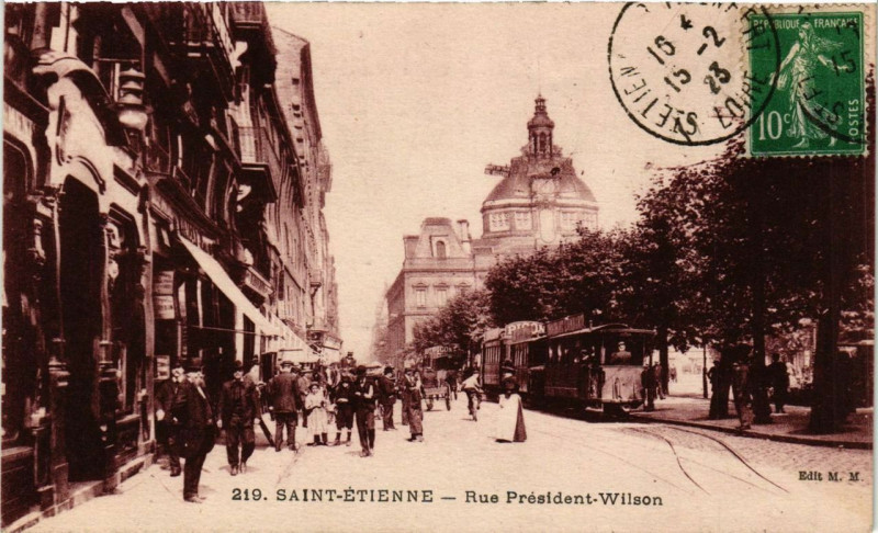 Carte postale ancienne Saint-Etienne Rue President Wilson