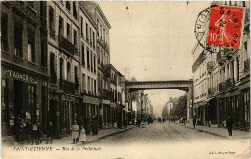 Carte postale ancienne Saint-Etienne Rue de la Prefecture