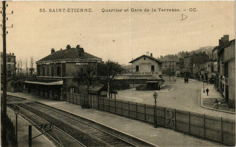 Carte postale ancienne Saint-Etienne Quartier et Gare de la Terrasse