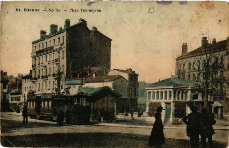 Carte postale ancienne Saint-Etienne Place Fourneyron