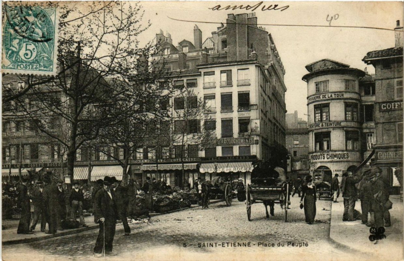 Carte postale ancienne Saint-Etienne Place du Peuple