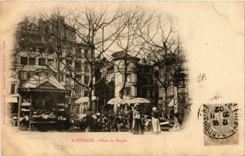 Carte postale ancienne Saint-Etienne Place du Peuple