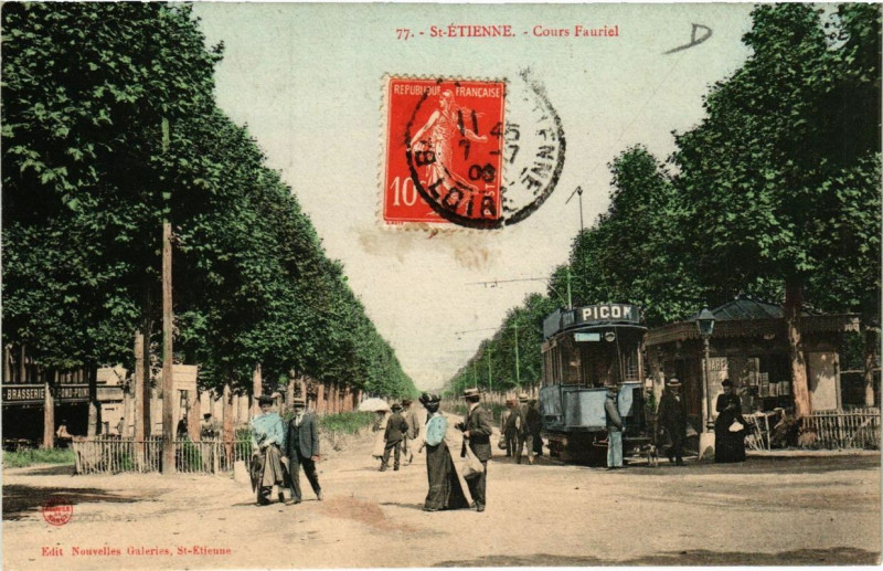 Carte postale ancienne Saint-Etienne Cours Fauriel