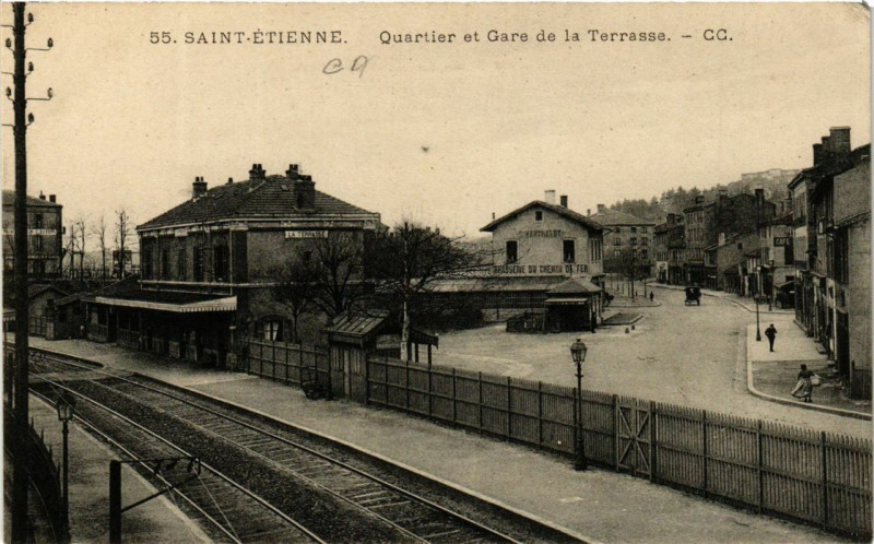 Carte postale ancienne Saint-Etienne Quartier et Gare de la Terrasse