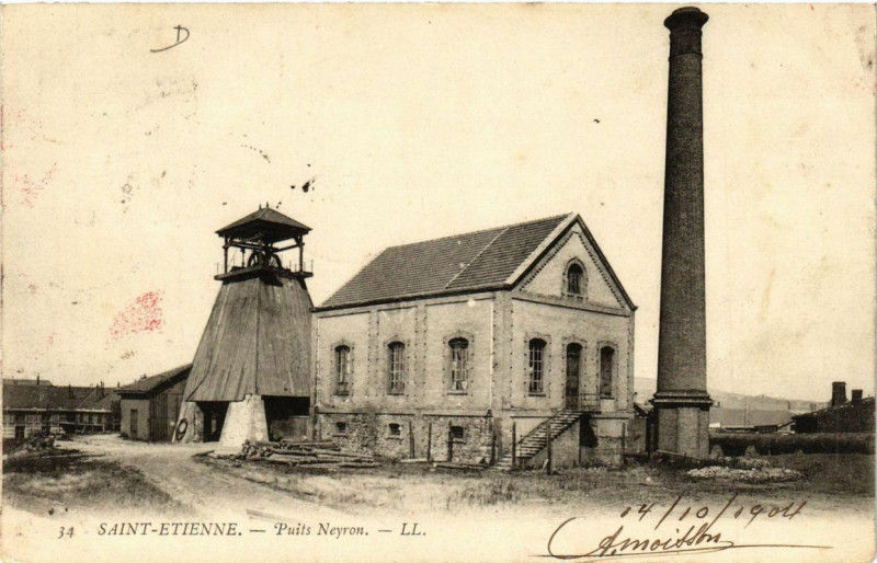 Carte postale ancienne Saint-Etienne Puits Neyron