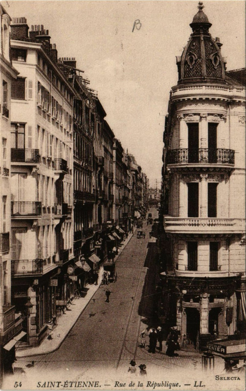 Carte postale ancienne Saint-Etienne Rue de la Republique