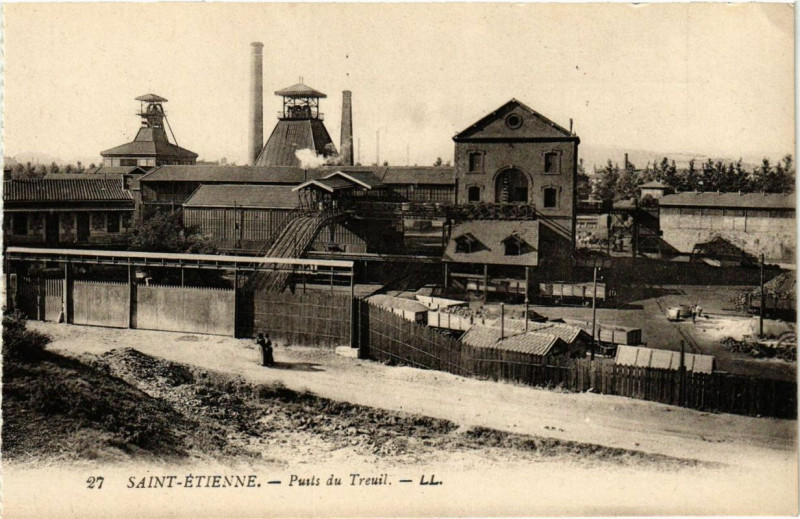 Carte postale ancienne Saint-Etienne Puits du Treuil