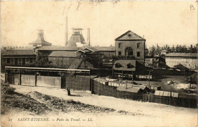 Carte postale ancienne Saint-Etienne Puits du Treuil