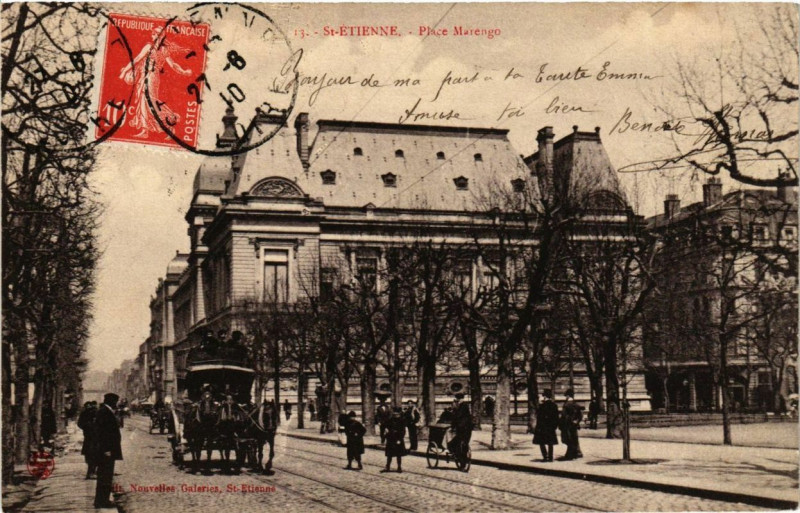 Carte postale ancienne Saint-Etienne Place Marengo