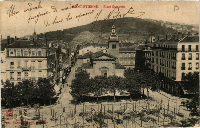Carte postale ancienne Saint-Etienne Place Gambetta