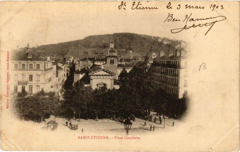 Carte postale ancienne Saint-Etienne Place Gambetta