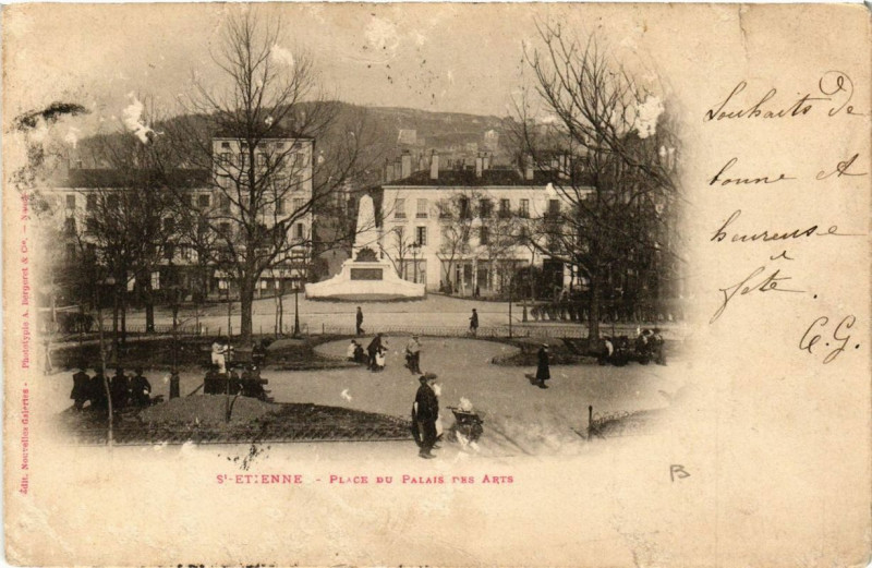 Carte postale ancienne Saint-Etienne Place du Plais des Arts