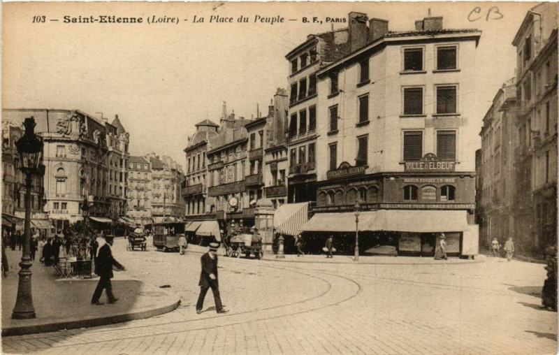 Carte postale ancienne Saint-Etienne Place du Peuple