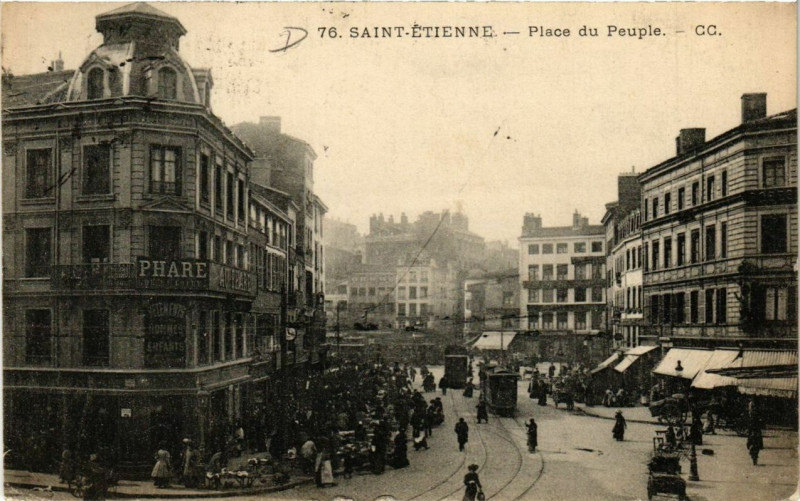Carte postale ancienne Saint-Etienne Place du Peuple