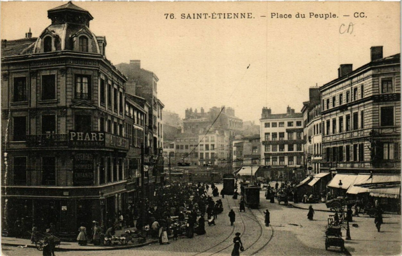 Carte postale ancienne Saint-Etienne Place du Peuple