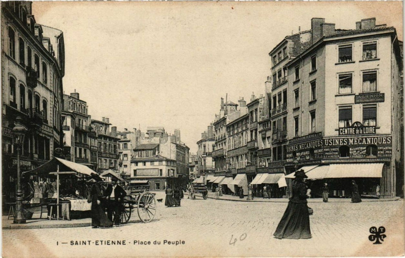 Carte postale ancienne Saint-Etienne Place du Peuple