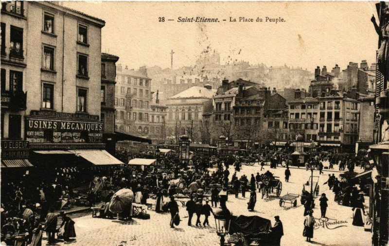 Carte postale ancienne Saint-Etienne Place du Peuple