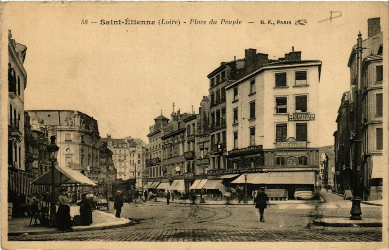 Carte postale ancienne Saint-Etienne Place du Peuple