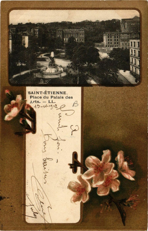 Carte postale ancienne Saint-Etienne Place du Palais des Arts