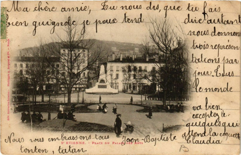 Carte postale ancienne Saint-Etienne Place du palais des Arts