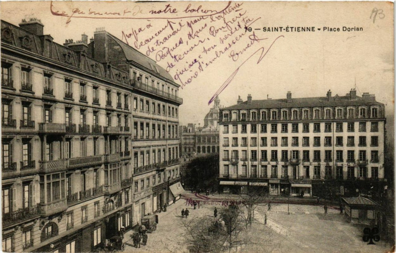 Carte postale ancienne Saint-Etienne Place Dorian