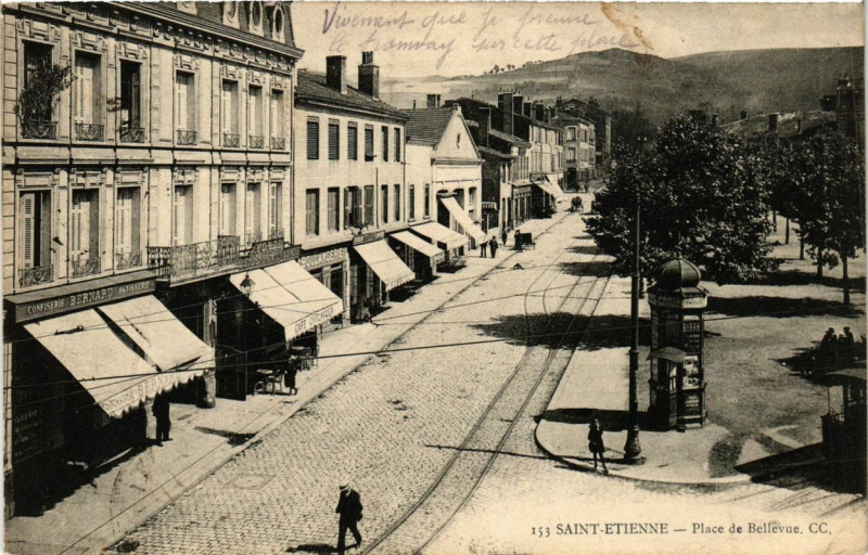 Carte postale ancienne Saint-Etienne Place de Bellevue