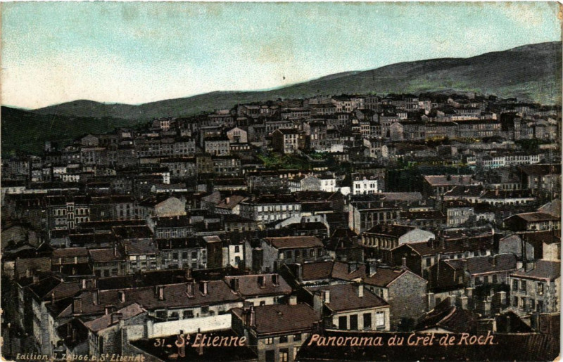 Carte postale ancienne Saint-Etienne Panorama du Cret-de-Roch