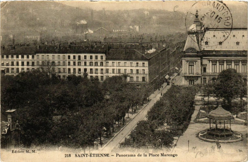 Carte postale ancienne Saint-Etienne Panorama de la Place Marengo