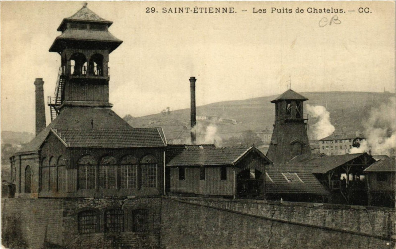 Carte postale ancienne St-Etienne Les Puits de Chatelus à Châtelus