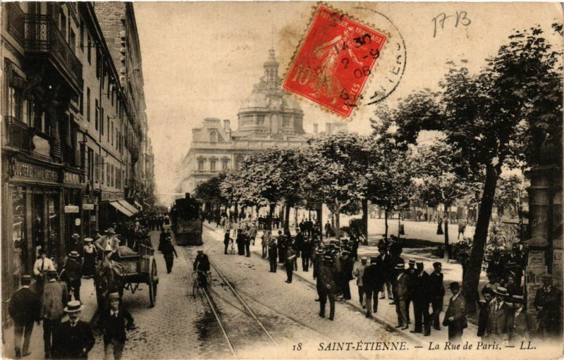Carte postale ancienne Saint-Etienne La Rue de Paris
