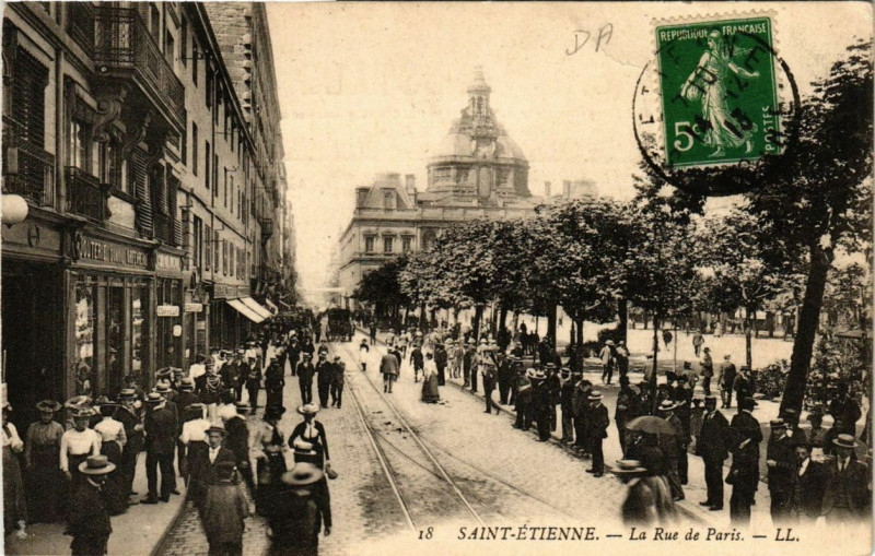 Carte postale ancienne Saint-Etienne La Rue de Paris
