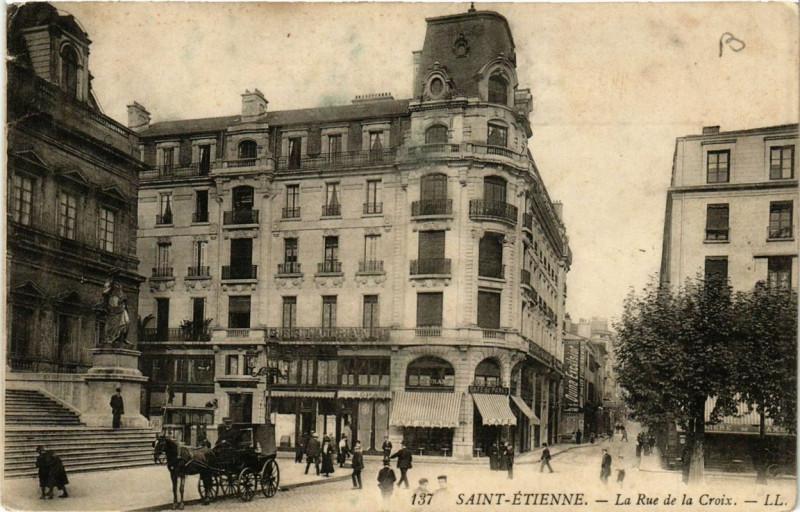 Carte postale ancienne Saint-Etienne La Rue de la Croix