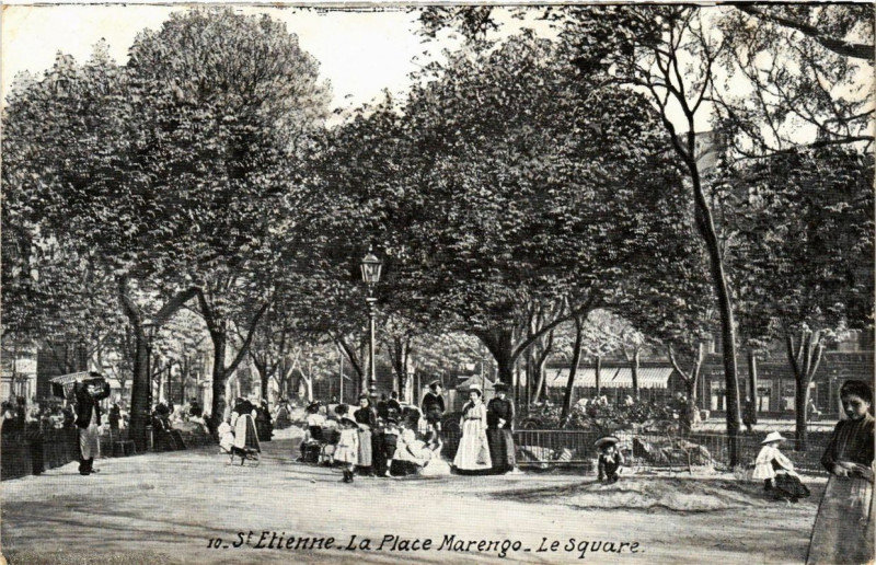 Carte postale ancienne Saint-Etienne La Place Marengo Le Square