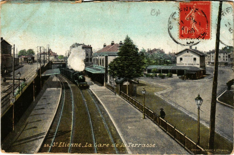 Carte postale ancienne Saint-Etienne La Gare de la Terrasse
