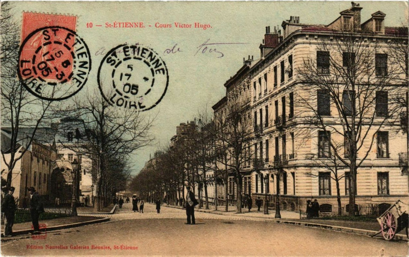 Carte postale ancienne Saint-Etienne Cours Victor Hugo