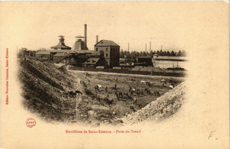Carte postale ancienne Houllieres de Saint-Etienne Puits du Treuil