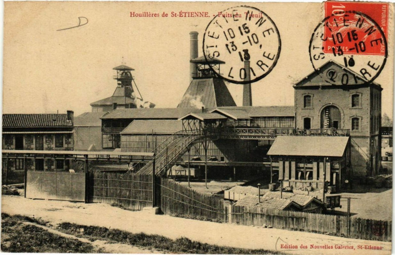 Carte postale ancienne Houilleres de Saint-Etienne Puits du Treuil