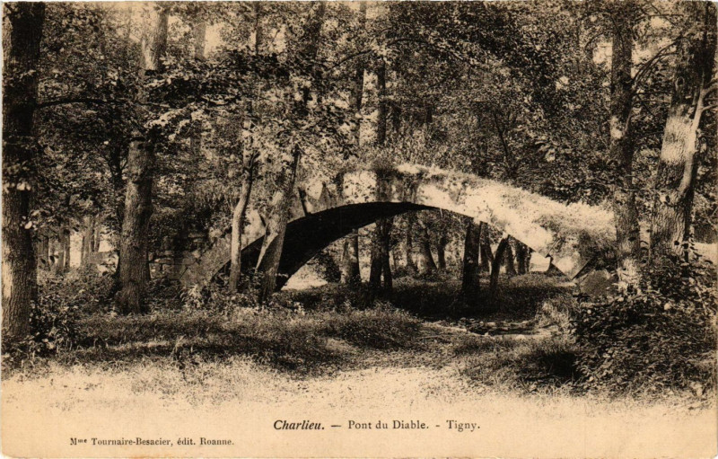 Carte postale ancienne Charlieu Pont du Diable - Tigny à Charlieu