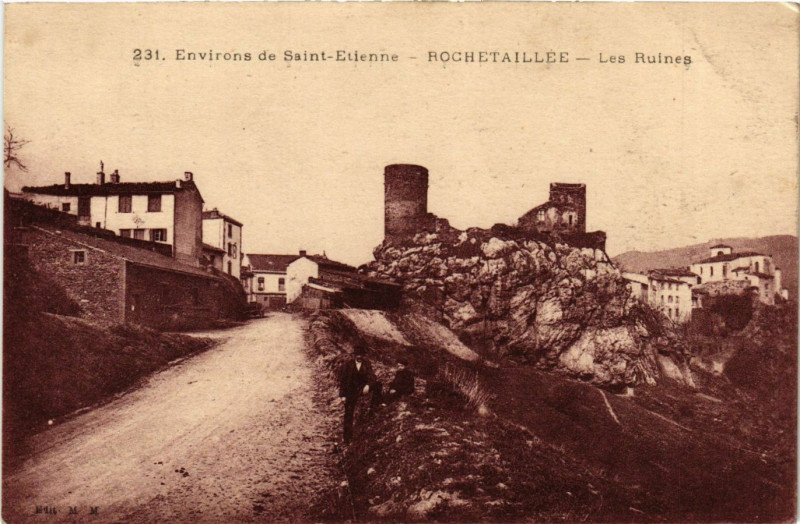 Carte postale ancienne Environs de Saint-Etienne - Rochetaillee - Les Ruines à Roche