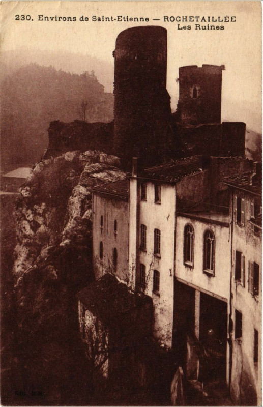 Carte postale ancienne Environs de Saint-Etienne - Rochetaillee - Les Ruines à Roche