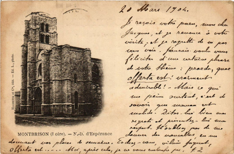 Carte postale ancienne Montbrison - N.-D. d'Espérance à Montbrison
